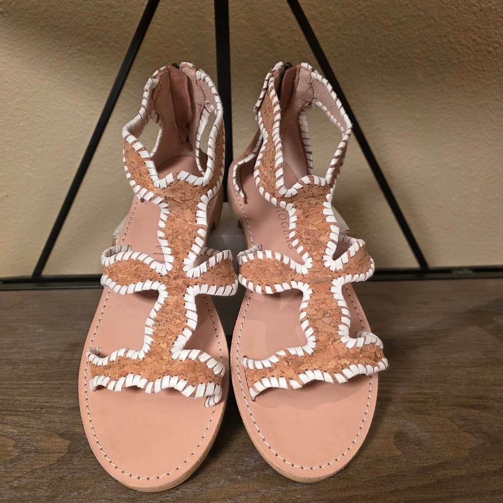 Jack Rogers Women's Cork Gladiator‎ Sandals, Back Zip, Strappy Sandals, Cute